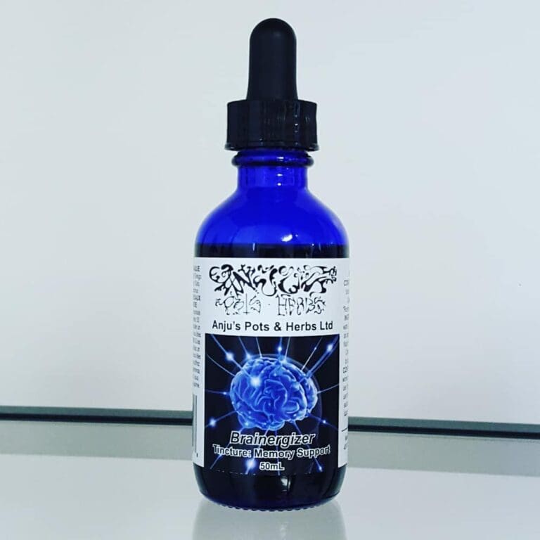 A blue glass dropper bottle