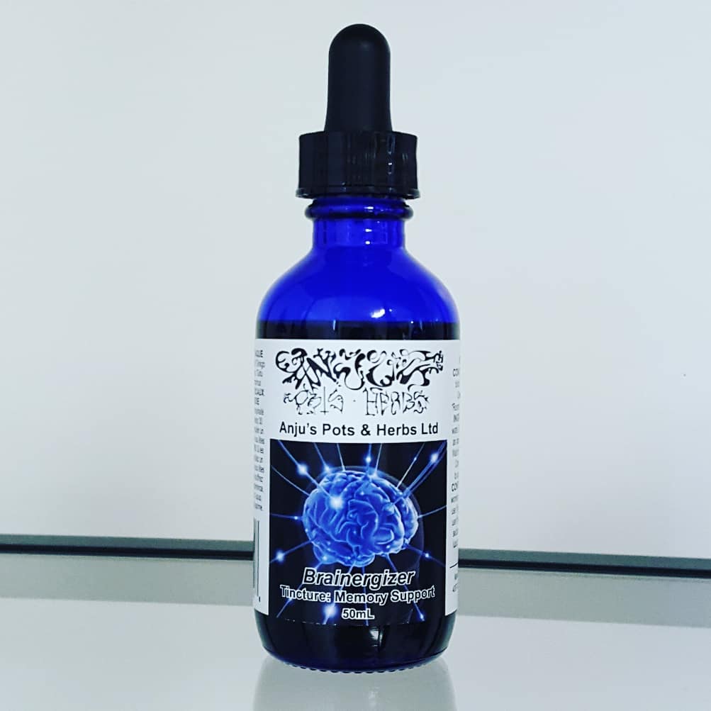 A blue glass dropper bottle