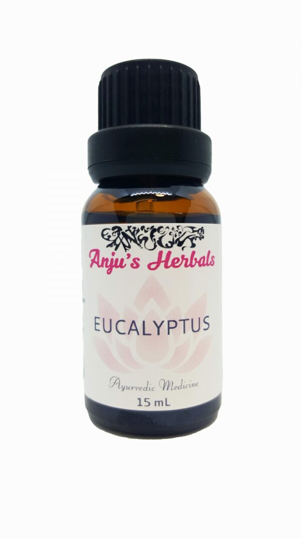 A Small Bottle Labeled Anju's Herbal Eucalyptus