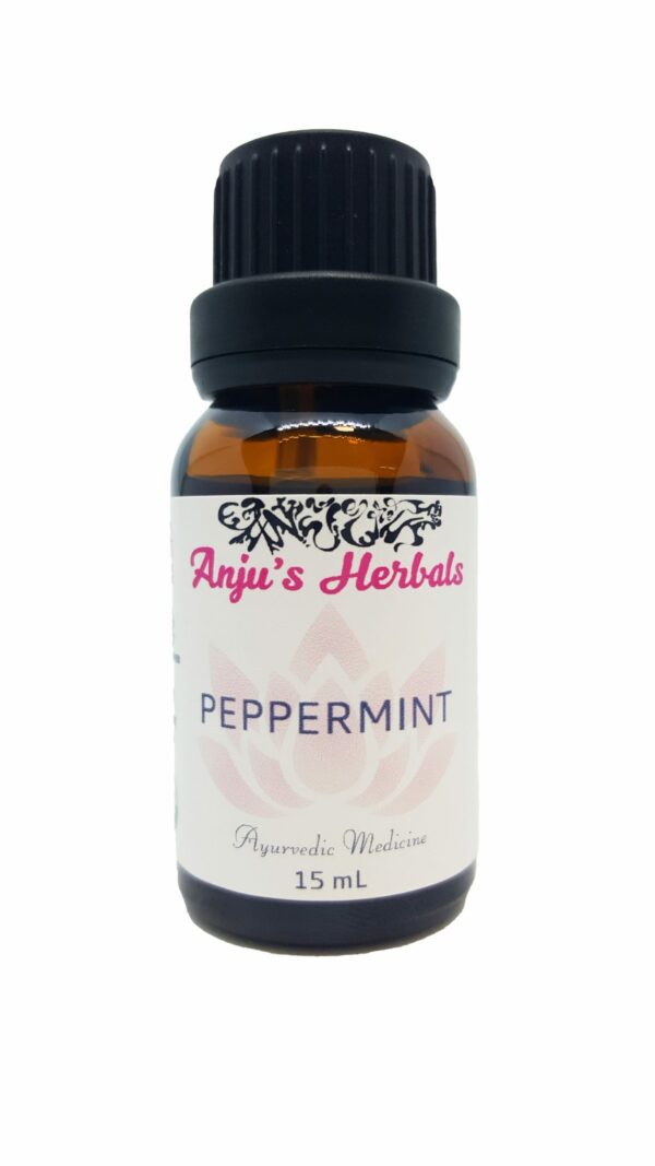 A Small Bottle With A Text Anju's Herbal Peppermint